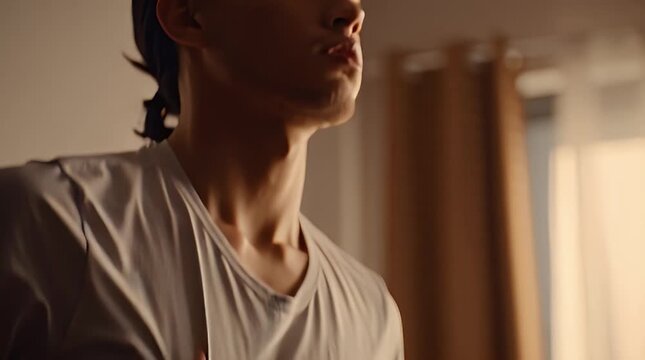 Man Clutching Stomach in Pain from Abdominal Cramps