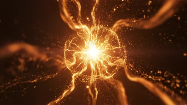 Golden light burst with energy waves