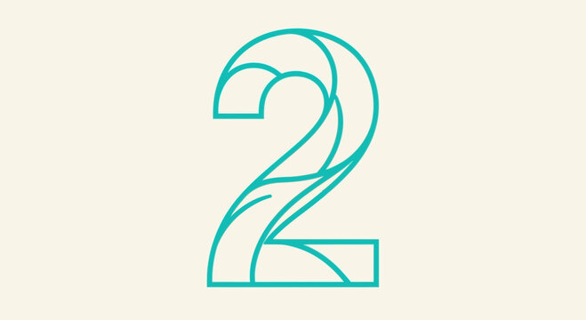 Large Teal Number Two Symbol.
