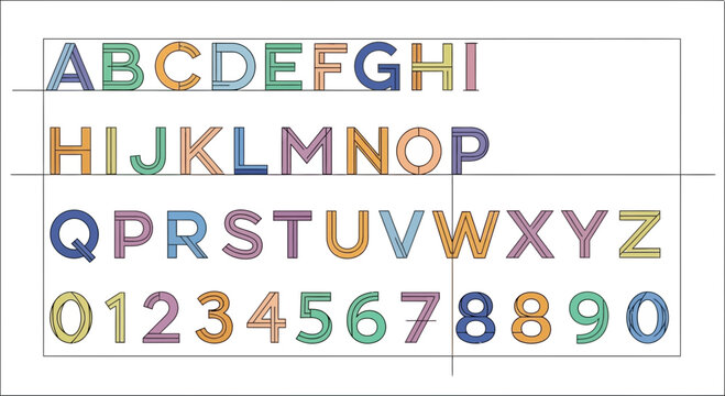 Multicolored Alphabet Letters and Numbers 2.