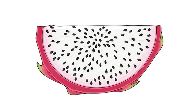 Dragon Fruit Slice Hand Drawn Illustration