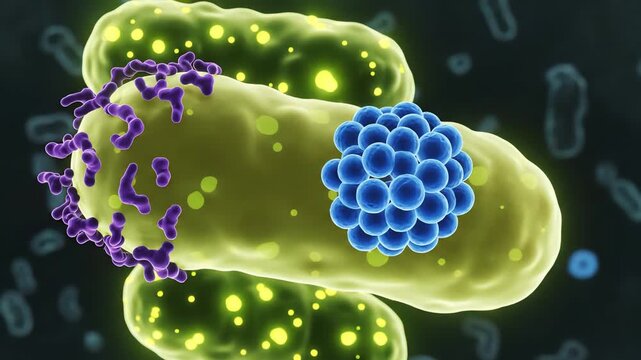 Antibiotic synergy, two different molecules approaching bacteria with complementary mechanisms. One dims the cell wall synthesis glow while the other suppresses metabolic activity