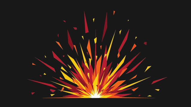 Vibrant explosive burst of geometric shapes and colors against a dark backdrop, symbolizing energy and dynamism