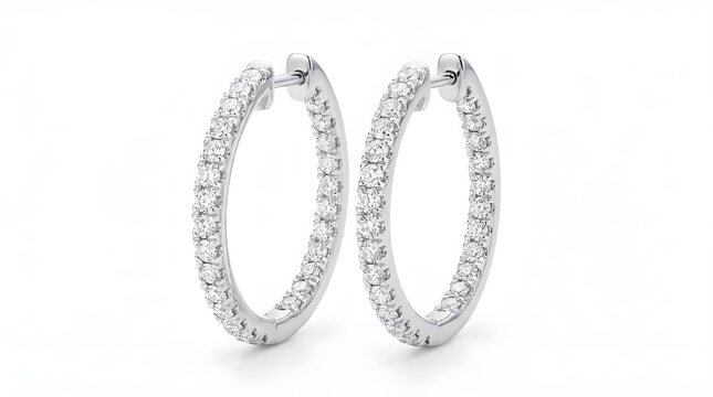 Diamond hoop earrings with inside-out pav&eacute; detailing radiate full-circle sparkle and premium luxury style