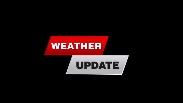 Weather update text on flying glass plate 3d Animation on black and green screen background