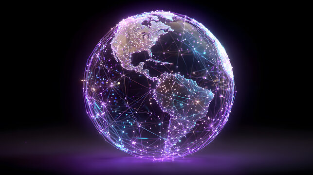 Global Digital Network: A glowing globe, interwoven with networks of light, represents the interconnectedness of our digital world.