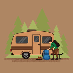 Obraz premium Adventure Awaits With This Charming Campervan Scene