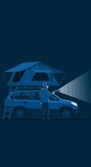 Obraz premium Adventure Begins With Rooftop Tent Camping Getaway