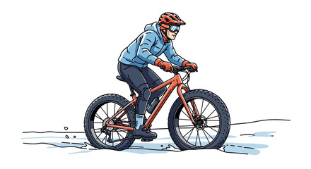 Obraz premium Adventure Cyclist Conquering Snowy Trails On A Fat Tire Bicycle
