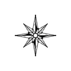 Fototapeta premium Elegant eight-pointed star with decorative points and intricate center detail, symbolizing direction and guidance