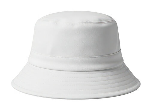 A white bucket hat with eyelet holes isolated on transparent background