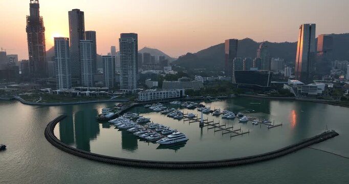 Aerial footage of landscape in shenzhen city, China 