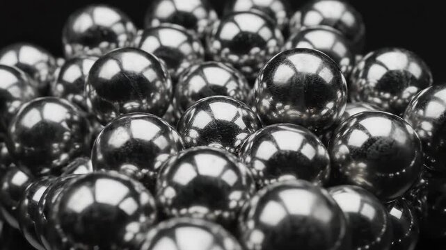 Many Shiny Ball Bearings in Close Up Motion