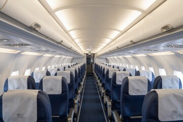 Obraz premium Airplane Interior - Passenger Cabin View