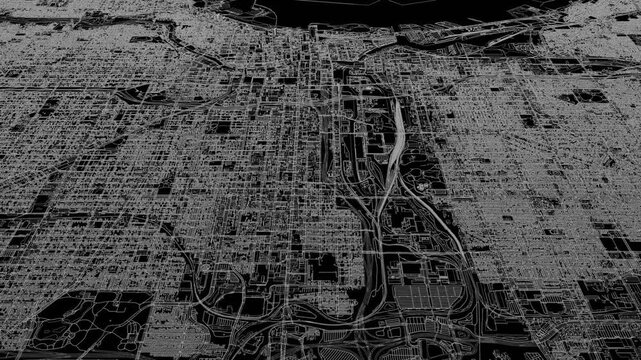 3D looped animation of city - Milwaukee, USA