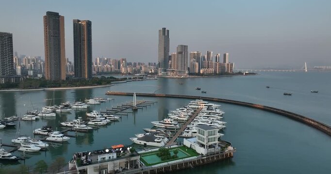  Aerial footage of landscape in shenzhen city, China 
