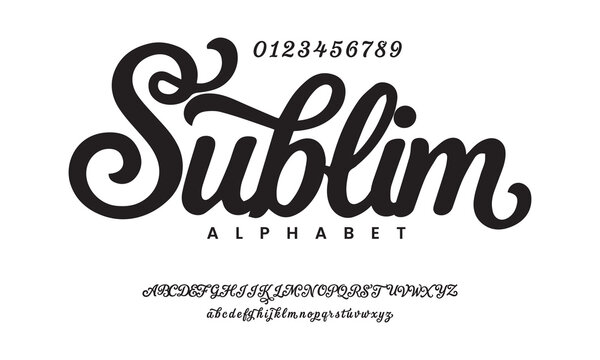 Sublim Elegant Script Font Alphabet Vector Illustration With Classic Handwritten Style And Decorative Swash Ornament