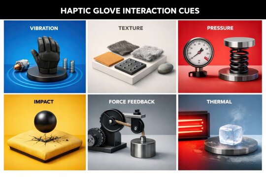 Multisensory Interactions Explored Through Haptic Technology Showcasing Vibration, Texture, Pressure, Impact, Force Feedback and Thermal Elements for Enhanced User Experience