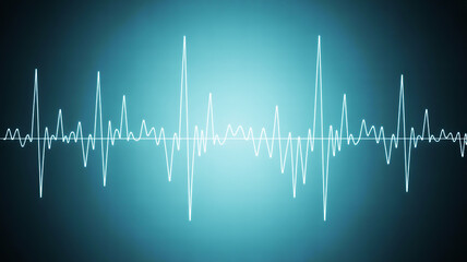 Fototapeta premium Abstract Digital Art A Vibrant Cyan Sound Waveform Illustration with a Dark, Gradient Background