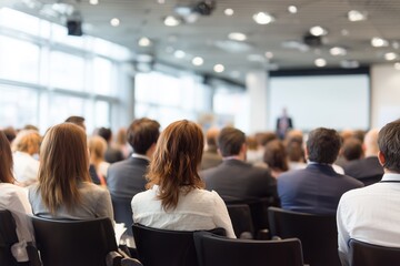 Fototapeta premium People attending sitting at business seminar