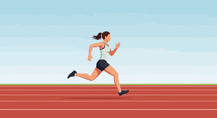 Fototapeta premium Athletic Woman Sprinting On Track With Determination And Focus