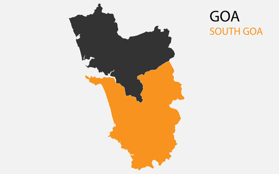 Goa png map with districts, Indian state Goa district map, Goa South Goa