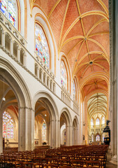 Obraz premium Gothic Nave and Rib Vaults of San Corentin Cathedral, Quimper, France