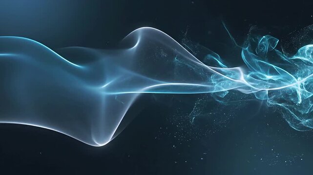 Futuristic teal and silver smoke drifting in a dark digital space