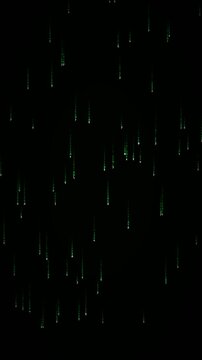 Matrix Rain Code Animation - Cascading Katakana & Hex Glyphs with Glowing Trails & Glitch Effects Loop
