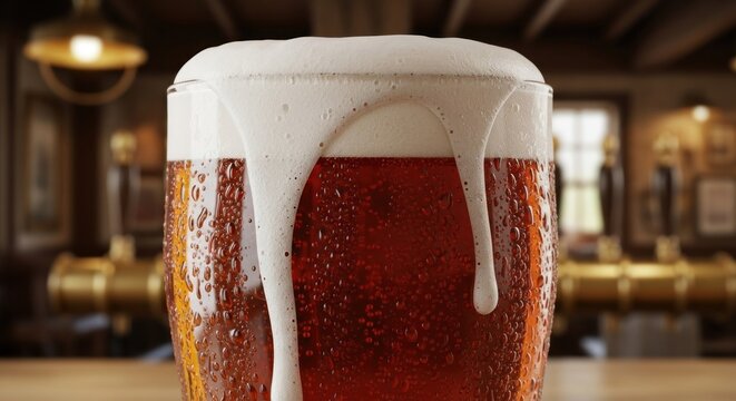 Glass of Beer in a Pub Setting.