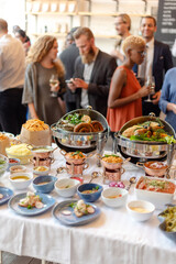Elegant buffet with diverse cuisine.