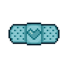 Fototapeta premium Pixel Art Medical Bandage Icon with Heart Symbol for Health Care