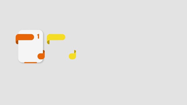 animated video of business infographics white rectangle shape with multi color label 5 and 8 steps on grey background for workflow, presentation, 4k animation