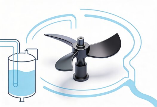 Innovative black propeller design illustrating fluid dynamics and mechanical efficiency in digital engineering showcasing modern technology enhancing performance