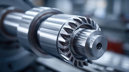 Fototapeta premium precision machining of gears and shafts for tractors on blurred background