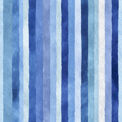 Fototapeta premium Soft blue watercolor stripe pattern with seamless vertical lines in various shades of blue creating calming and artistic textured background for design projects