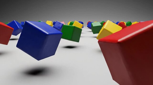 Colorful 3D cubes floating in air.
