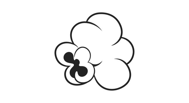 Cartoon popcorn kernel icon in black and white