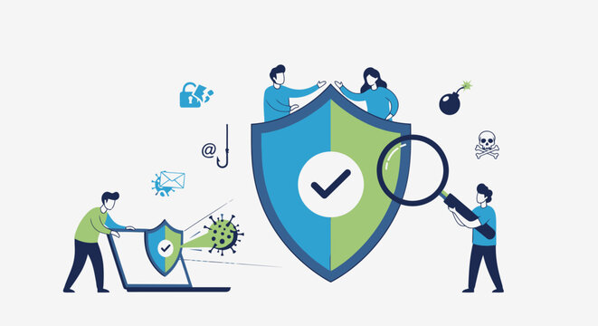 Cybersecurity team protecting network from malware