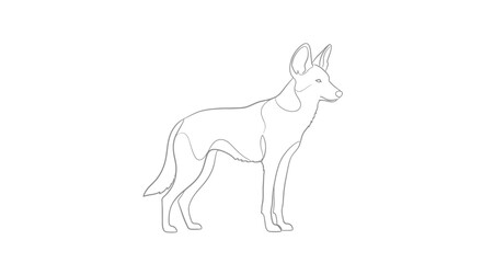 Fototapeta premium Line drawing of a canine animal standing against a plain white background