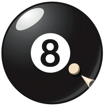 Black and White Pool Ball with Number Eight