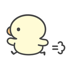 急いで走るひよこの手書きイラスト © Nitomaru
