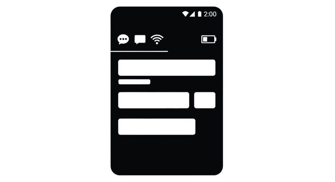 Smartphone screen displaying low battery and notification icons in minimalist style