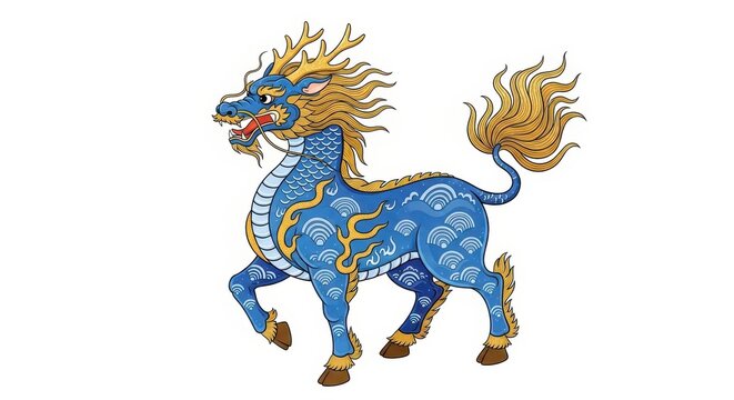Qilin - A Majestic Chinese Mythical Creature Illustration.