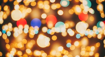 Obraz premium Vibrant Bokeh Lights Abstract Background Festive Celebration.