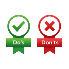 Obraz premium Green check mark and red cross sign for dos and donts list, isolated on transparent cutout png.