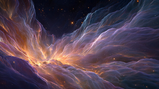 Celestial Symphony: An artistic and ethereal composition unfolds, as vibrant nebulae and cosmic clouds collide in a mesmerizing dance of color and form, igniting the canvas with celestial wonders.