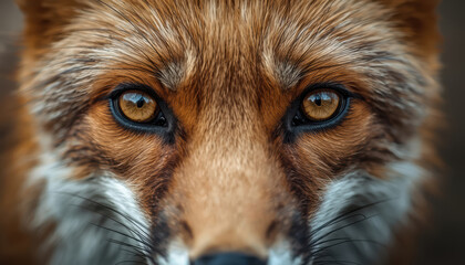 Obraz premium Close up fox portrait showing amber eyes and detailed fur texture, intimate wild emotion