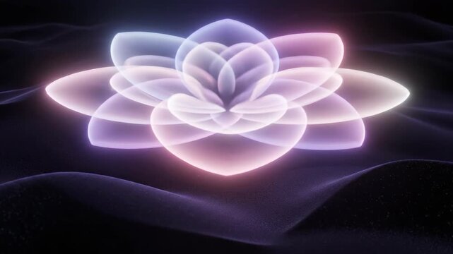 Animated Abstract Lotus Flowers with Glowing Light Effects