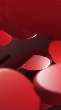 Dramatic 3D Animation of Ibuprofen Pills Spinning over Dark Background - Vertical